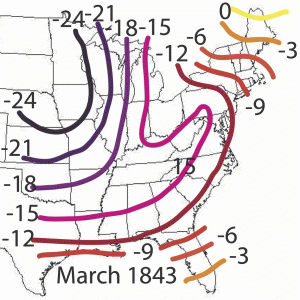 Temperature Anomalies for March 1943 (Image courtesy of chron.com)