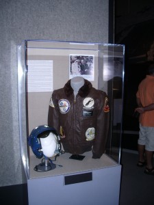 Admiral Holloway's Jacket, Helmet, and Picture at the Exhibit