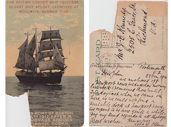 concvict ship postcard