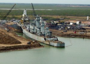 USS England (CG 22) undergoing dismantlement at International Shipbreaking Limited on 15 JAN 2004. (NAVSOURCE)