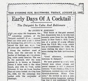 Baltimore Sun Article by Lucius Johnson (Courtesy Bacardi)