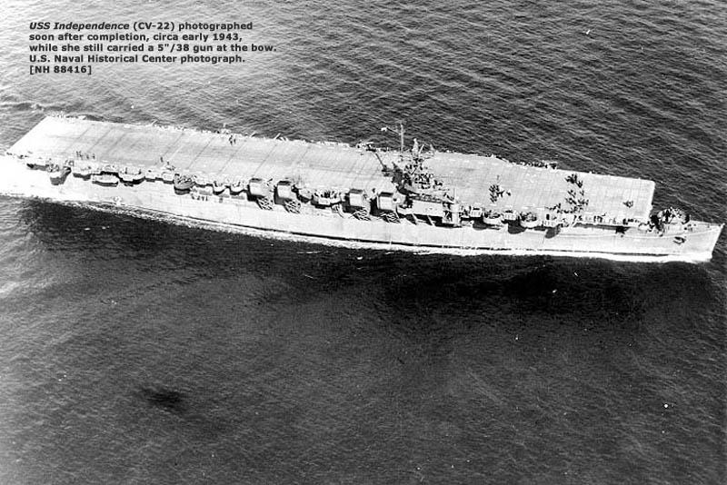 USS Independence (CV 22) as first launched (later redesignated CVL 22) 