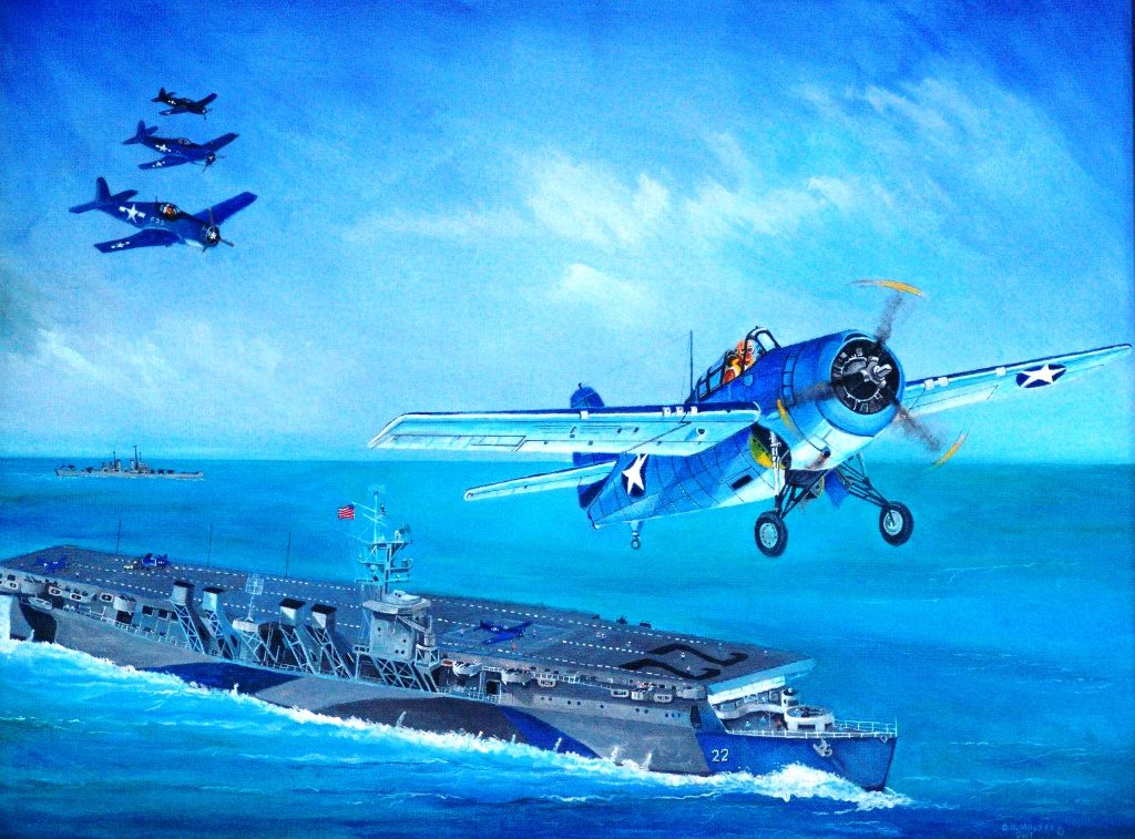Painting of the USS Independence by G.R Mackey. 